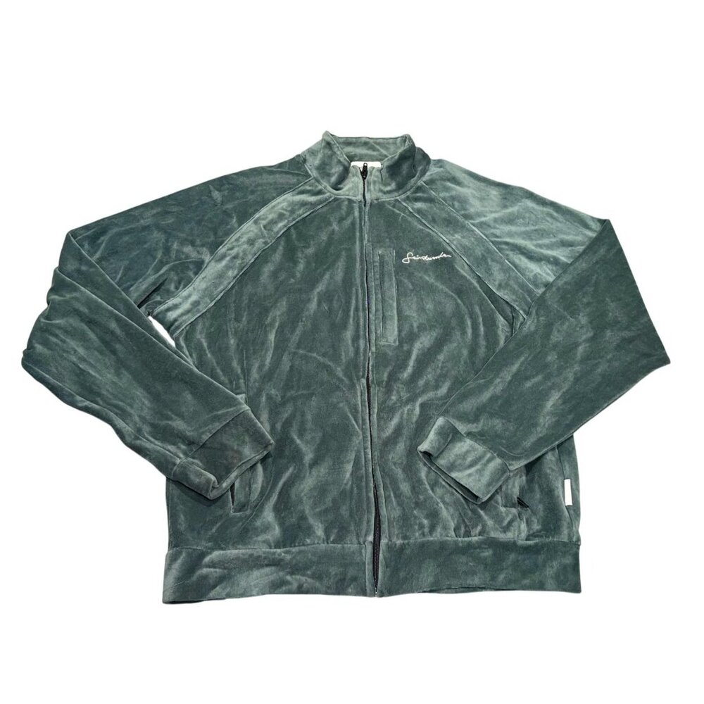 Saintwoods Zip-Up Velour Jacket in Sea Blue